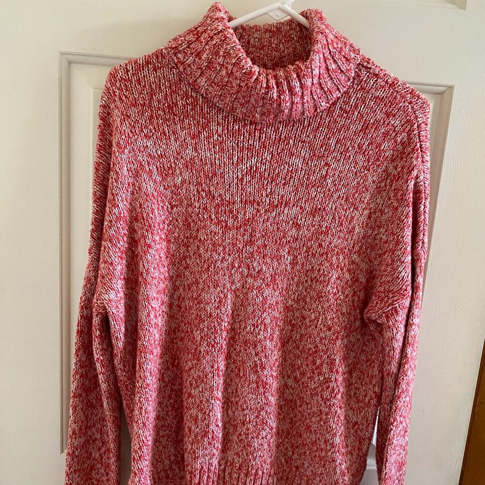 Red and White Mock Turtle Neck Old Navy Sweater